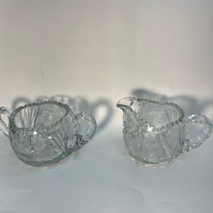 Heavy crystal sugar and creamer set